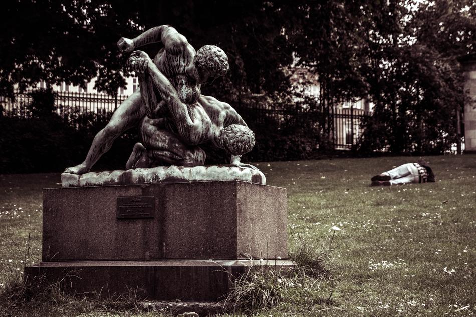 Art Statue Park sleep person