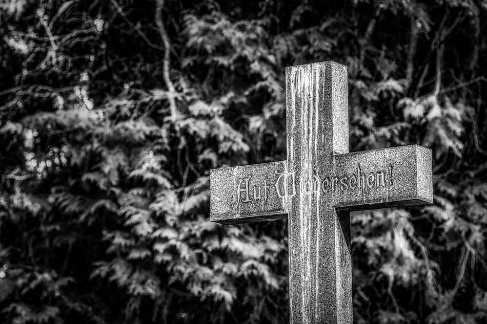 monochrome photo of Farewell Cross Religion