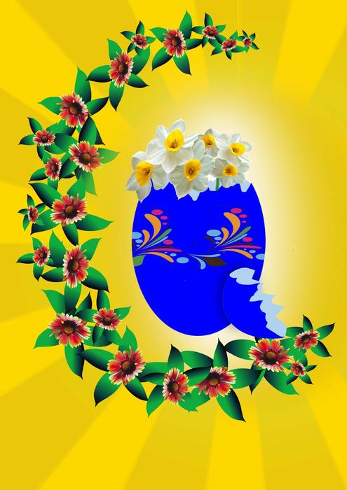 Beautiful and colorful Easter clipart, with the decorations and Easter eggs