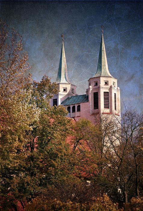 Temple towers in Opole, Poland