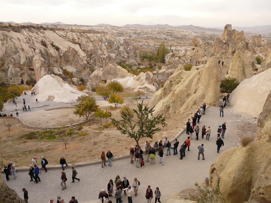 landscape of Tourists in Göreme Open Air