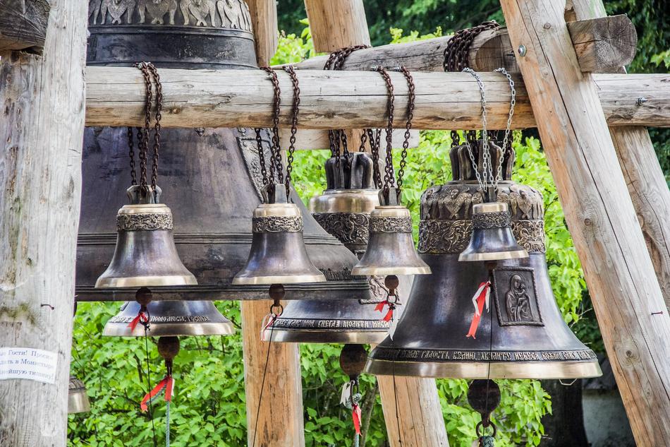 Temple Bells on wood