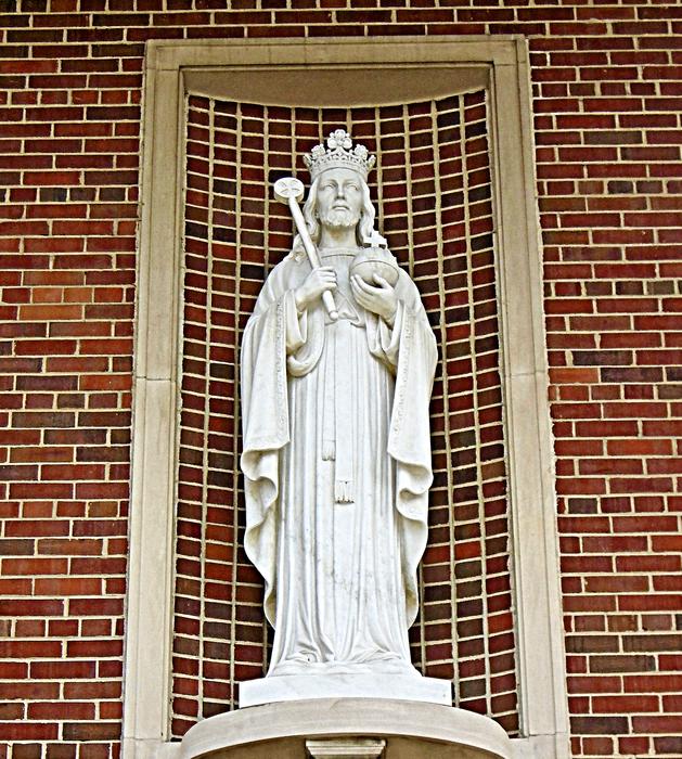 Christ Statue white red wall