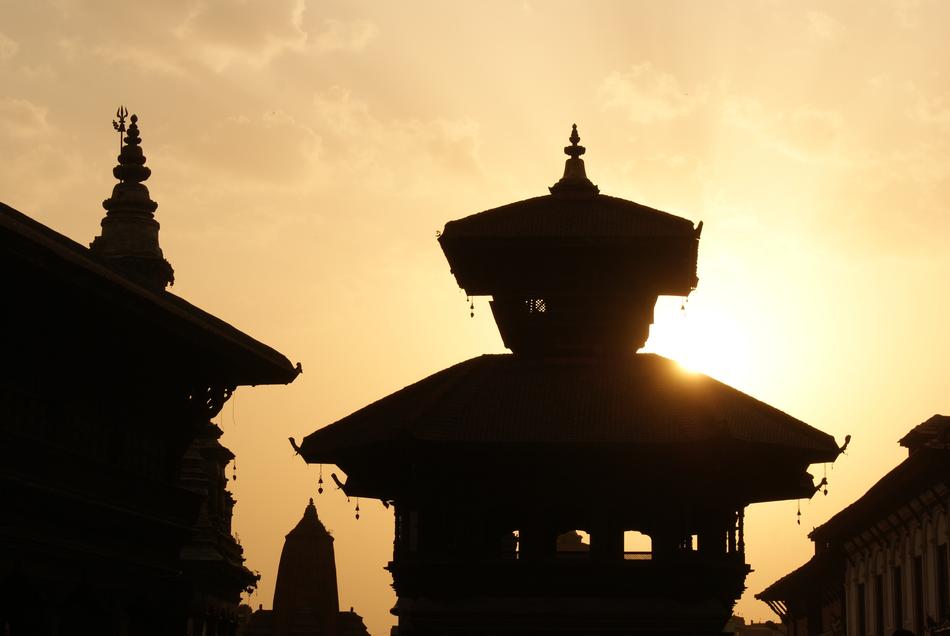 evening photo of the temple in Kathmandu, Nepa