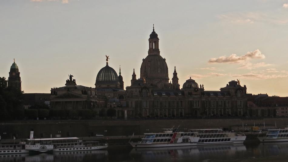 frauenkirche on the background of the evening sky in Dresden