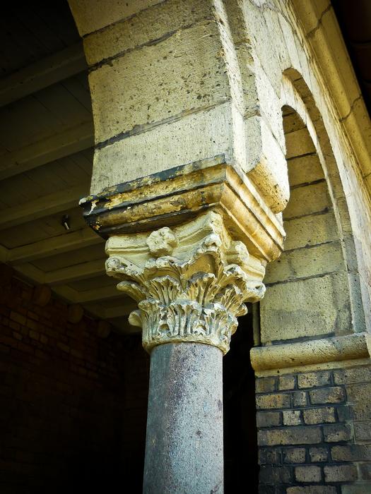 column with patterns in the chapel of the church