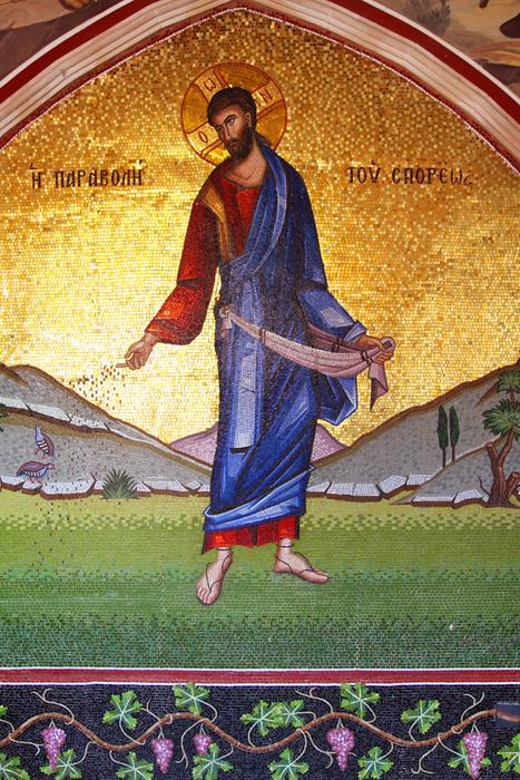 Beautiful and colorful mosaic in the monastery in Cyprus