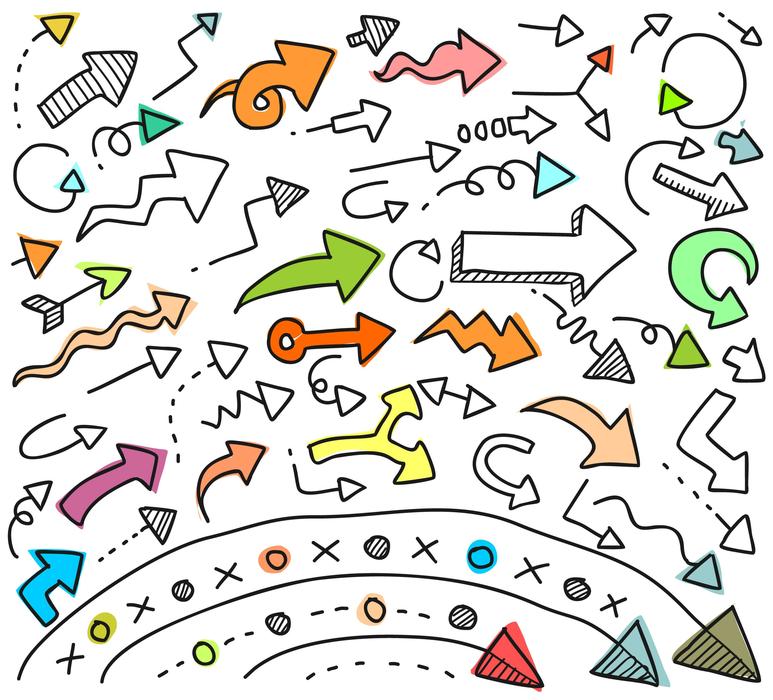 fine art in the form of different direction arrows