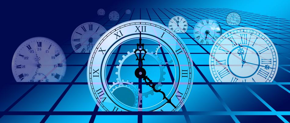 time image on a blue grid