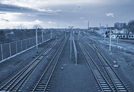 evening photo of the tracks at the railway station