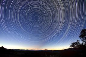 Star Trails at Night sky, Long Exposure