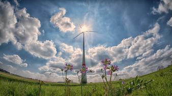 Pinwheel with Sunbeams at sky