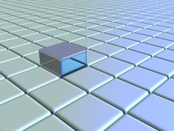 transparent cube over blocks, 3d background