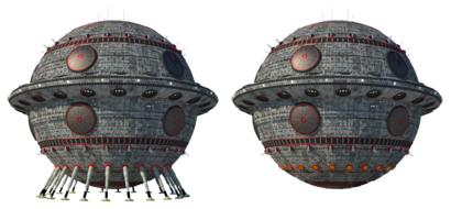drawn two round models of spaceships