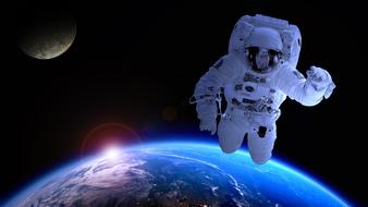 astronaut on the background of planet Earth in outer space