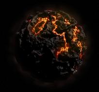 Apocalypse, burning Planet in Space