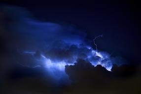 thunderstorm, lightning and stormy sky