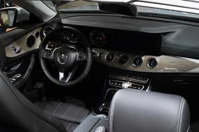 photo of black leather interior of car mercedes benz