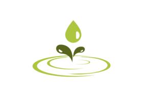 Green, eco friendly sign with water and drop, of different shades, at white background, on clipart