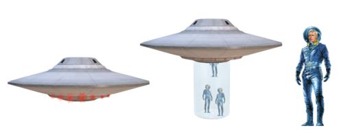 ufo spaceship astronaut isolated drawing