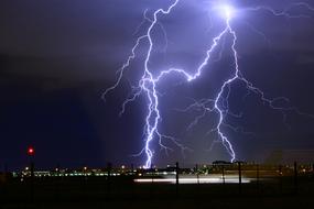 bright lightning on a stormy sky over Colorado