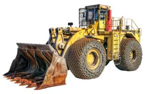 painted yellow front loader