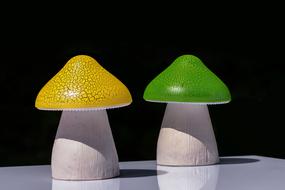 computer generated image of yellow and green mushrooms