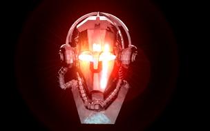 painted luminous robot head