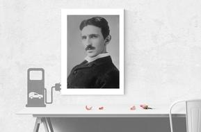 black and white portrait of tesla inventor