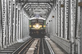 locomotive on a railway bridge