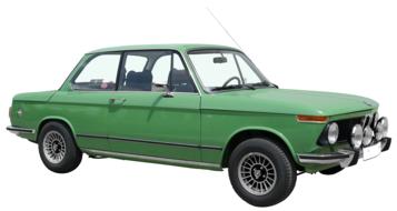 Bmw Oldtimer 1502, green car at white background