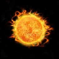 hot sun on dark background