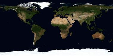 view of Earth from space at Summer, climate map