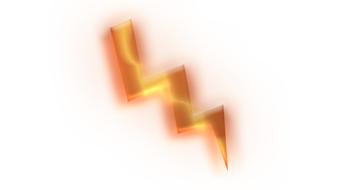 painted golden lightning on a white background
