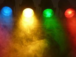 multi-colored spotlights on stage