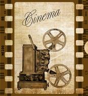 vintage camera on film, drawing