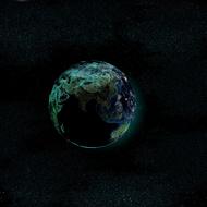 abstract green planet in black Universe