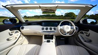 white interior of luxury new Mercedes Car