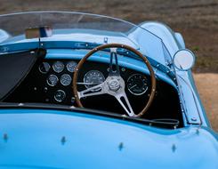 top view of blue oldtimer car