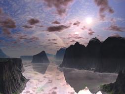 futuristic landscape with mountains