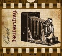 vintage camera collage film drawing