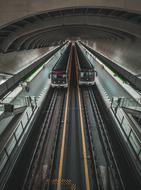 trains at the metro station in Prague, Czech Republic