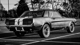 rear view of vintage ford mustang car