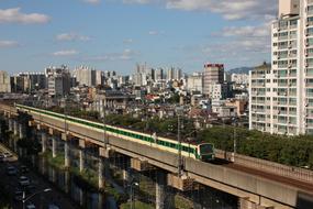 train on railroad in korean subway