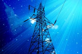 Electric tower on colorful background with the stars