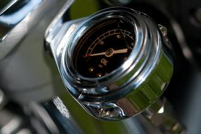 Oil Temperature Gauge of Motorcycle close up