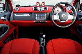leather red interiors in the car
