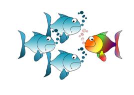 against current fish silhouettes drawing