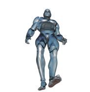 drawn blue cyborg on a white background