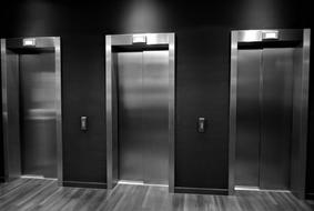 elevators in the lobby as modern technology